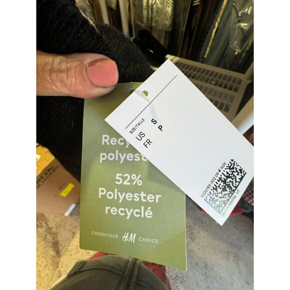 NWT H&M Soft Black Oversized Turtleneck Sweater Tunic Size S Recycled Wool Blend - Picture 8 of 11